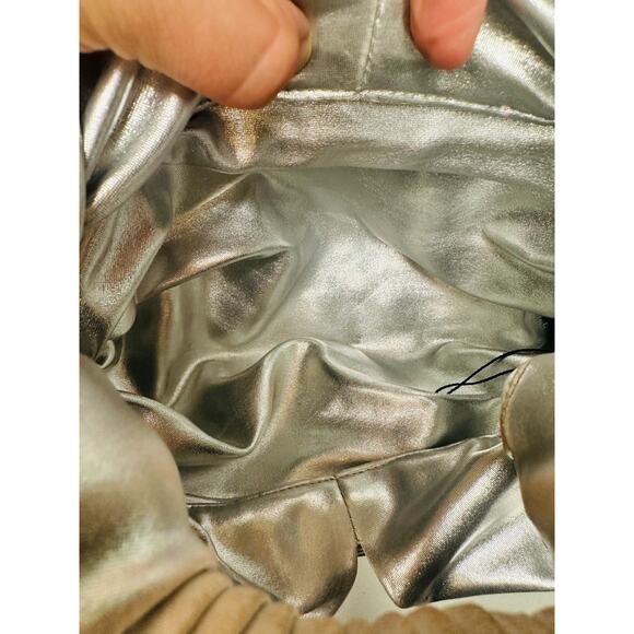 SIMON MILLER Silver Metallic Lopsy Knot Detailing Magnetic Shoulder Bag - Picture 3 of 8